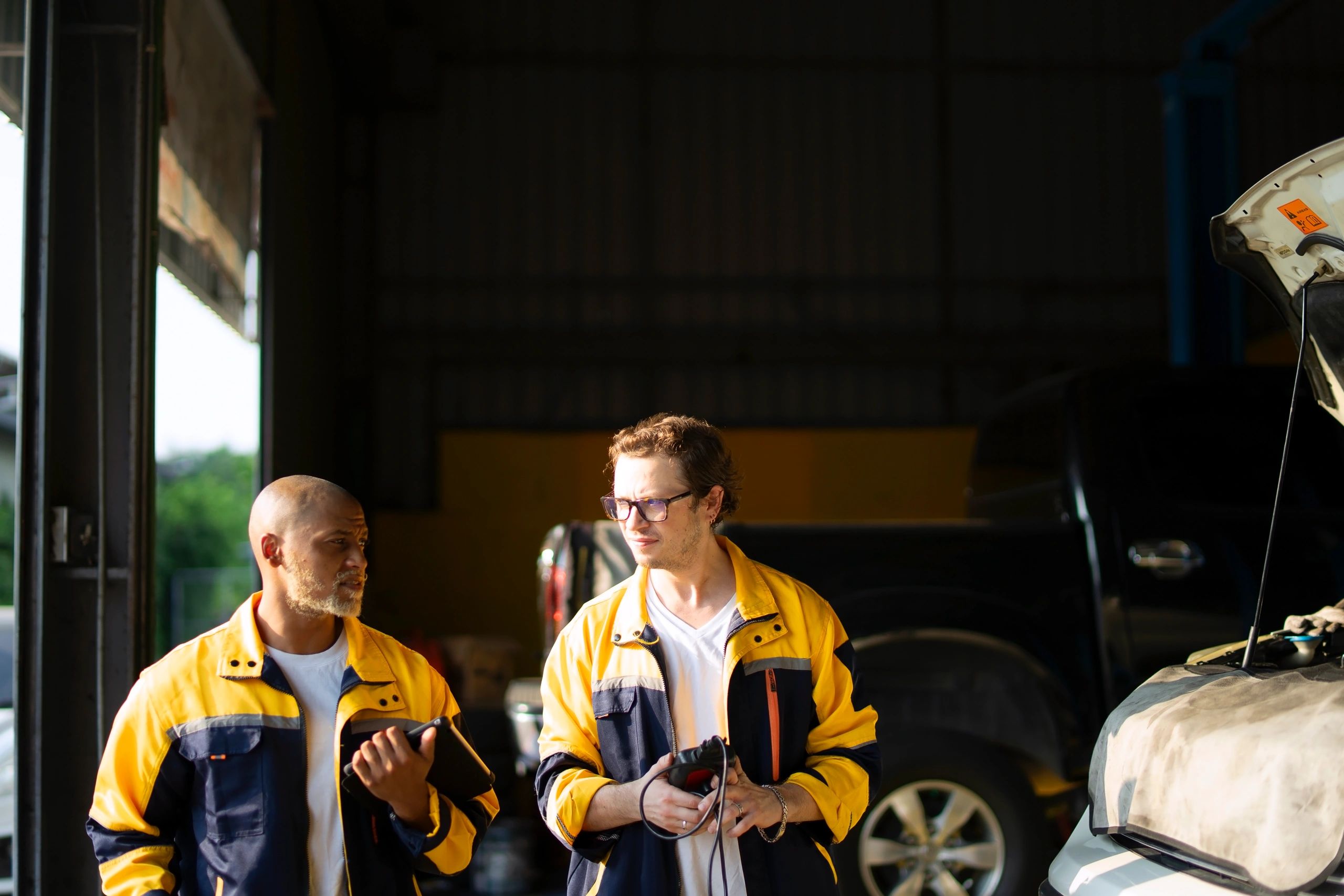 Technician working in a 4x4 service workshop